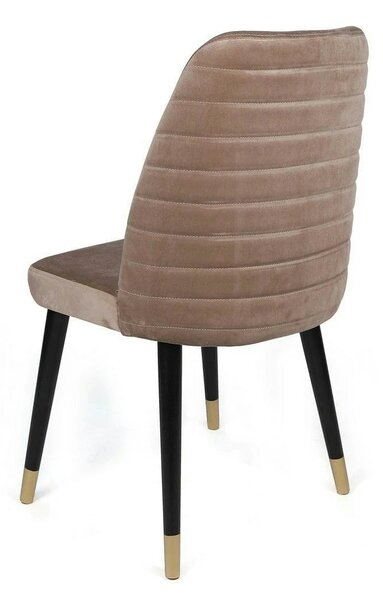 Set 2 scaune HUGO-364 V2, bej/negru, stofa catifelata/lemn, 50x49x90 c