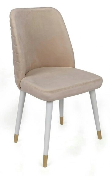 Set 4 scaune HUGO-407 V4, bej/alb, stofa catifelata/metal, 50x49x90 cm