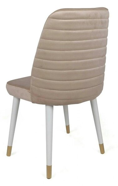 Set 4 scaune HUGO-407 V4, bej/alb, stofa catifelata/metal, 50x49x90 cm