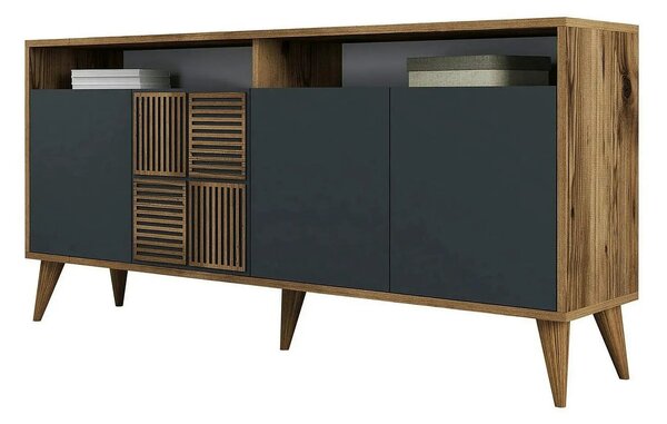 Comoda MILAN, nuc/gri antracit, PAL melaminat, 160x35x78 cm