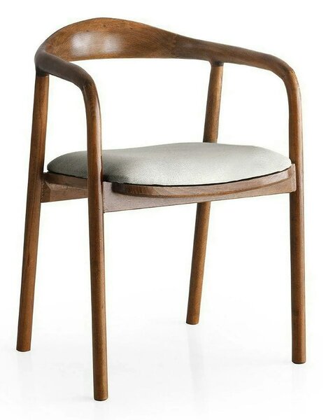 Scaun PA-027, crem/nuc, stofa catifelata/lemn, 52x51x77 cm