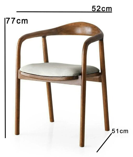 Scaun PA-027, crem/nuc, stofa catifelata/lemn, 52x51x77 cm