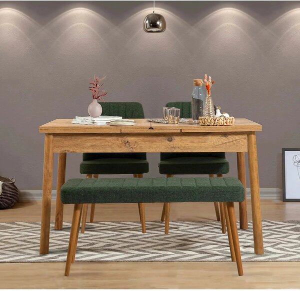 Set masa extensibila cu 2 scaune si bancheta SANTIAGO ATLANTICE, verde