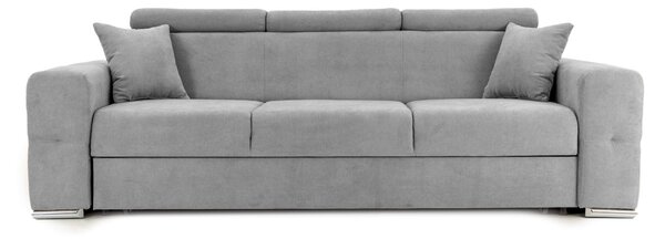 Canapea Extensibilă 3 locuri BELLAGIO, cu tetiere reglabile, 242x95x99 cm, Gri-Deschis-Enjoy