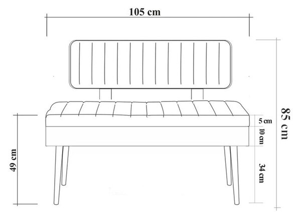 Bancheta VINA 1070, stofa clasica verde, 90x39x40 cm