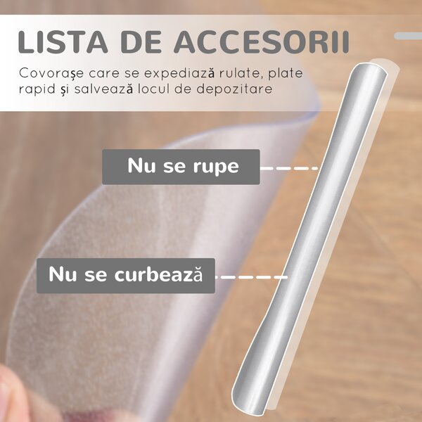 HOMCOM Covor de Protecție pentru Podea, Covoraș pentru Scaun Birou Anti-alunecare din Plastic pentru Podea, 90x120 cm, Transaprent | Aosom Romania