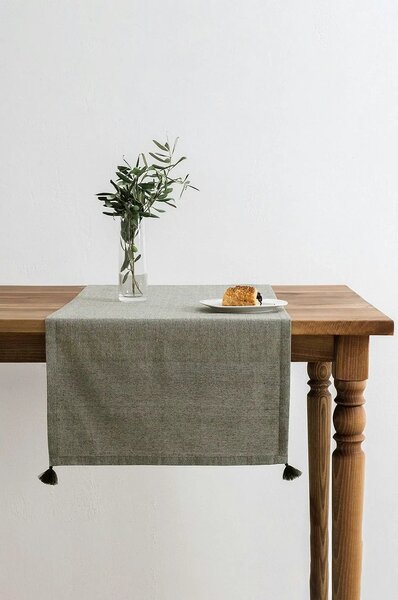 Traversa masa SELENDI, verde, bumbac/poliester, 50x150 cm