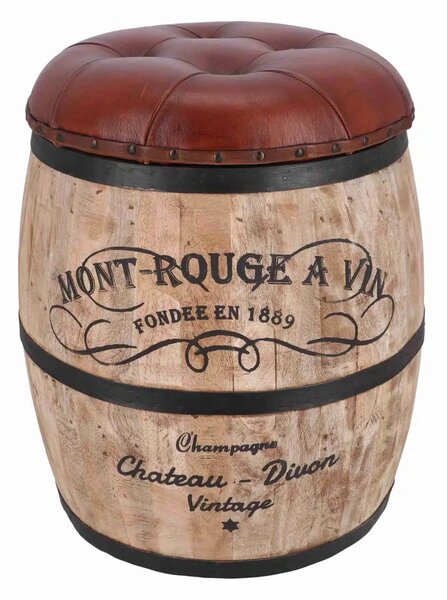 Scaun bar tip butoi de vin, cu spatiu de depozitare – Mont-Rouge à Vin