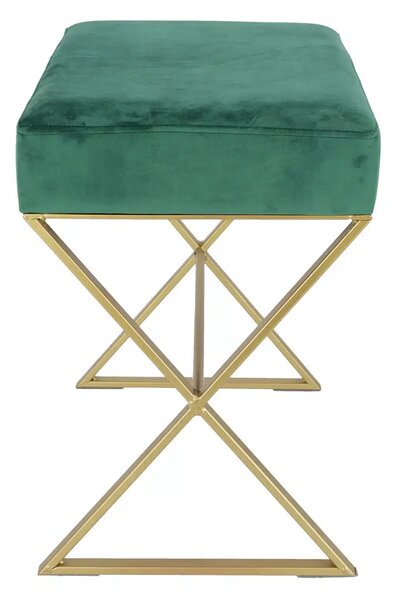 Bancuta eleganta din catifea cu baza metalica aurie, design modern 51x35x53 cm - ROZ - 51x35x53 cm - Baza metalica aurie