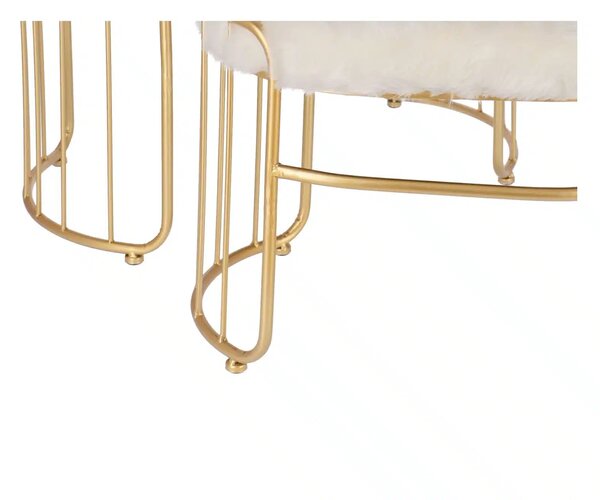 Set taburete Perla metalice cu blanita sintetica, baza aurie, design modern 2 piese