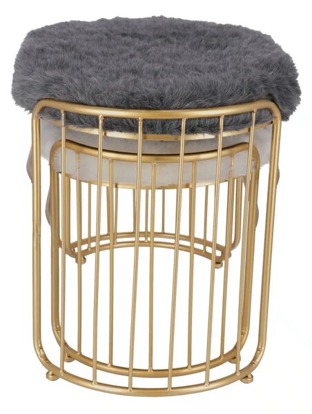 Set taburete Perla metalice cu blanita sintetica, baza aurie, design modern 2 piese