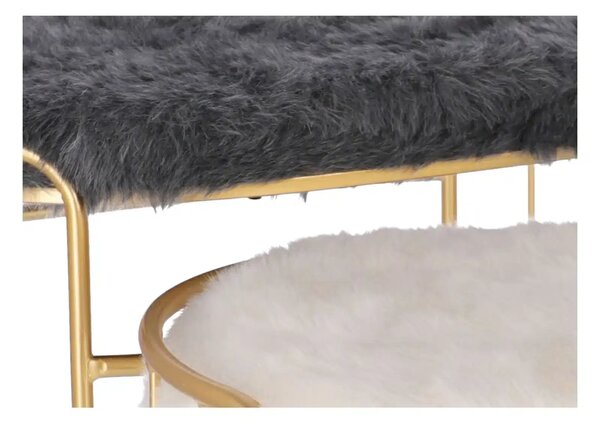 Set taburete Perla metalice cu blanita sintetica, baza aurie, design modern 2 piese