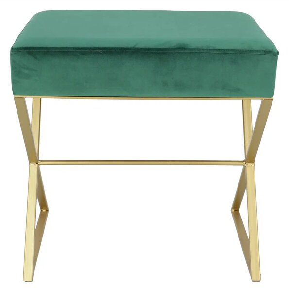 Bancuta eleganta din catifea cu baza metalica aurie, design modern 51x35x53 cm - ROZ - 51x35x53 cm - Baza metalica aurie