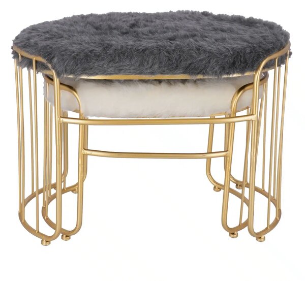 Set taburete Perla metalice cu blanita sintetica, baza aurie, design modern 2 piese