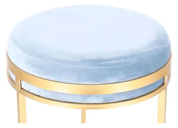 Set taburete Aqua metalice cu sezut din catifea, baza aurie, design modern 2 piese