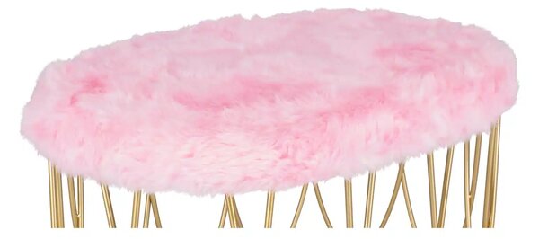 Taburet Pinky oval baza metalica aurie tapitat