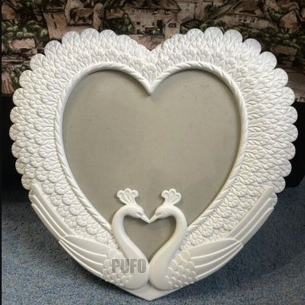 Oglinda Decorativă Elegantă Pufo Love, 40 x 42 cm, Albă - Inimă, Nuntă & Romantism