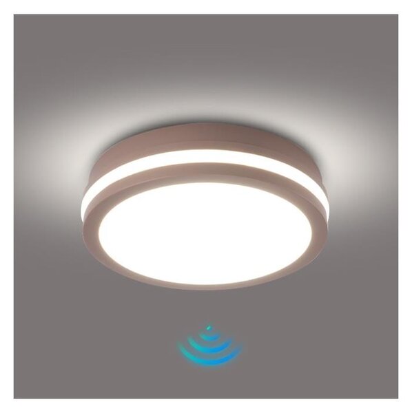 Brilagi - Lampă LED de exterior cu senzor BENE, LED/18W/230V, diam. 21,5 cm, maro, IP54