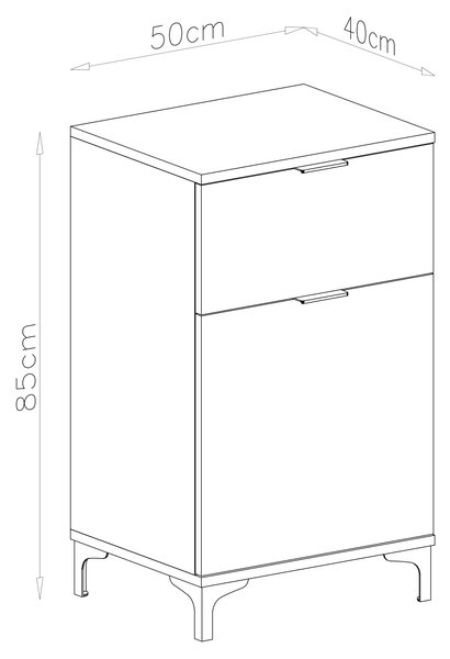 Mazzoni Comodă LANA K-50S Bej (Șampanie) - DULAP VERTICAL CU SERTAR