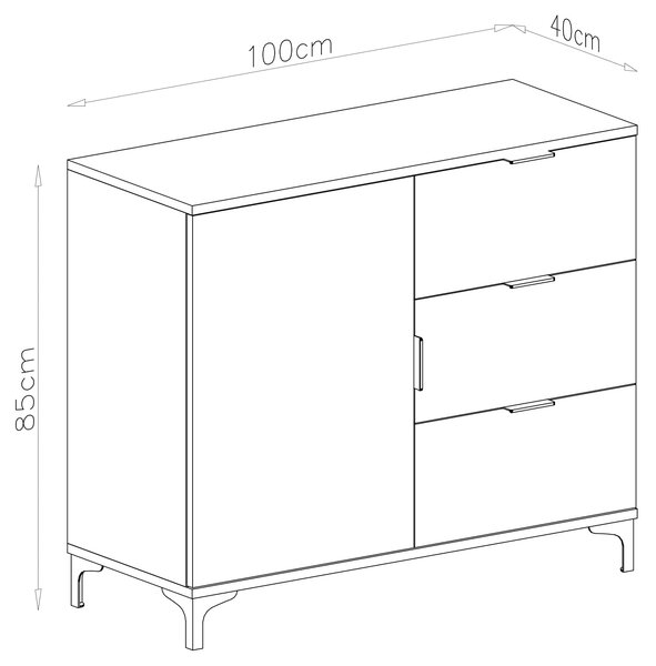 Mazzoni Comodă LANA K-100S Nuc Elegant - DULAP VERTICAL CU SERTARE
