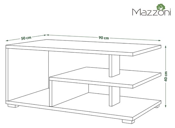 Mazzoni LINK Stejar Maro/Negru - MĂSUȚĂ MODERNĂ CU RAFT