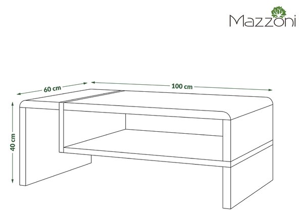 Mazzoni FOLK Alb/Beton Millennium - MĂSUȚĂ MODERNĂ CU RAFT
