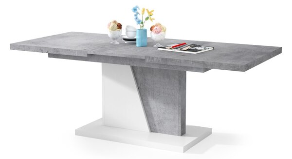 Mazzoni NOIR Beton Millennium/Alb Mat - MĂSUȚĂ RABATABILĂ MODERNĂ PENTRU CAMERA DE ZI