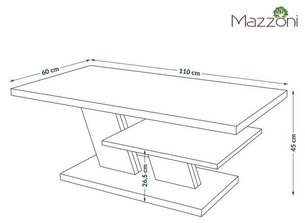 Mazzoni CLIFF MAT Beton Millennium/Negru - MĂSUȚĂ DE CAFEA MODERNĂ