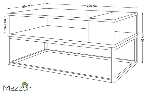 Mazzoni LYNX Beton Millennium/Alb Mat - MĂSUȚĂ DE CAFEA MODERNĂ STILUL LOFT