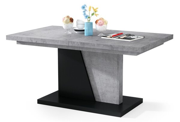 Mazzoni NOIR Beton Millennium/Negru Mat - MĂSUȚĂ RABATABILĂ MODERNĂ PENTRU CAMERA DE ZI