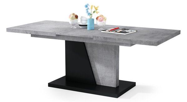 Mazzoni NOIR Beton Millennium/Negru Mat - MĂSUȚĂ RABATABILĂ MODERNĂ PENTRU CAMERA DE ZI