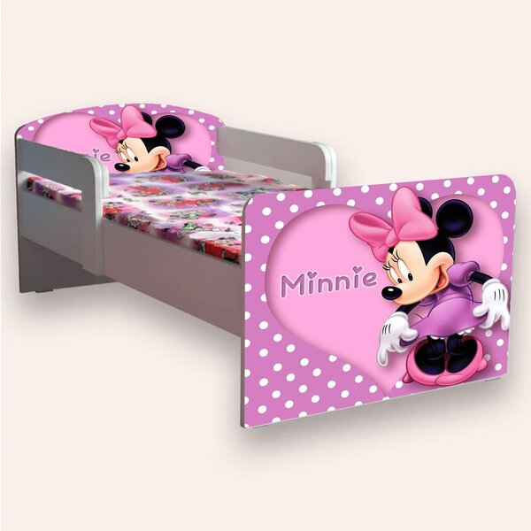 Pat copii Minnie Mouse cu manere varianta 2 Mic 2-8 ani Cu sertar Fara saltea