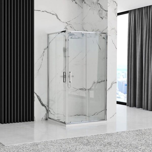 Rea Punto, cabină de duș cu ușă glisantă 100 (uşă) x 80 (uşă) x 190 cm, sticlă transparentă de 5 mm, profil cromat, REA-K1889