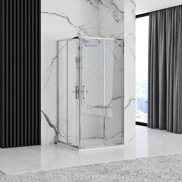 Rea Punto, cabină de duș cu ușă glisantă 80 (uşă) x 80 (uşă) x 190 cm, sticlă transparentă de 5 mm, profil cromat, REA-K0863