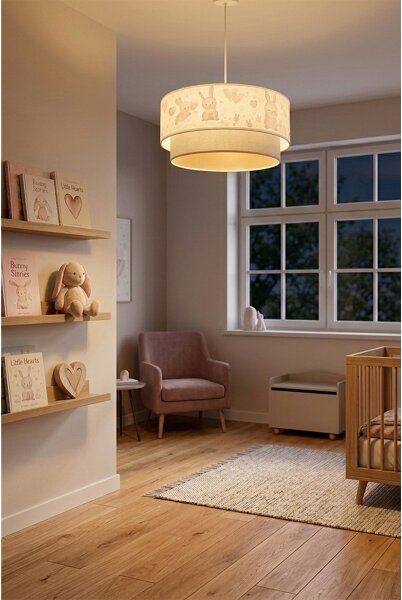 Brilagi- Lustră LED pentru copii suspendată pe cablu BOBO 1xE27/60W/230V diam. 40 cm crem/gri/albastru regal