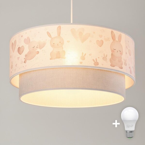 Brilagi- Lustră LED pentru copii suspendată pe cablu BOBO 1xE27/60W/230V diam. 40 cm crem/gri/albastru regal