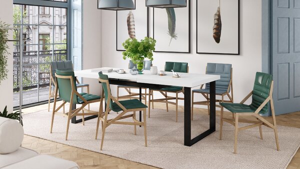 Mazzoni AVELLA Alb Mat - MASĂ LOFT PENTRU LIVING/SUFRAGERIE EXTENSIBILĂ până la 310 cm!