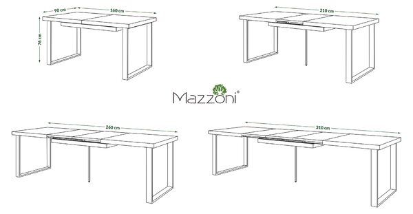 Mazzoni AVELLA Beton Deschis Atelier - MASĂ LOFT PENTRU LIVING/SUFRAGERIE EXTENSIBILĂ până la 310 cm!