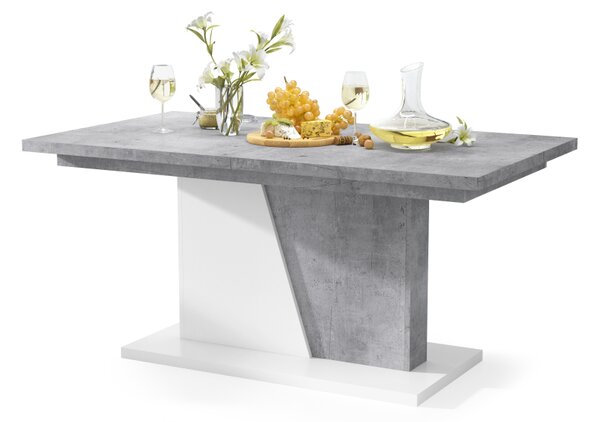 Mazzoni NOBLE NOIR Beton Millennium/Alb Mat - MASA SE EXTINDE PÂNĂ LA 218 cm!