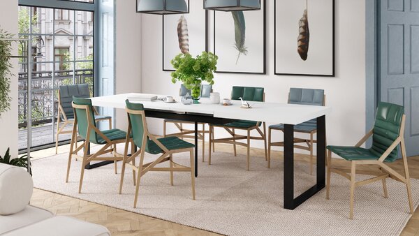 Mazzoni AVELLA Alb Mat - MASĂ LOFT PENTRU LIVING/SUFRAGERIE EXTENSIBILĂ până la 310 cm!