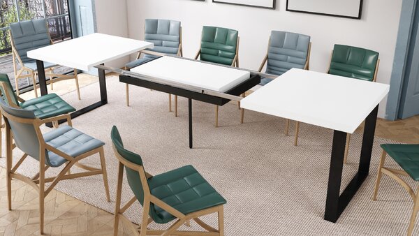 Mazzoni AVELLA Alb Mat - MASĂ LOFT PENTRU LIVING/SUFRAGERIE EXTENSIBILĂ până la 310 cm!