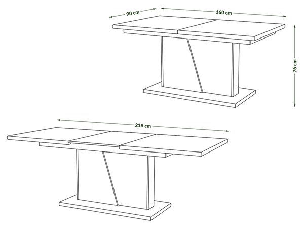 Mazzoni NOBLE NOIR Alb Mat - MASA SE EXTINDE PÂNĂ LA 218 cm!