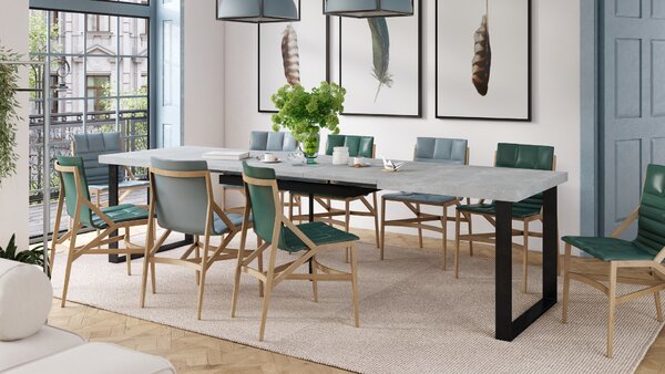 Mazzoni AVELLA Beton Deschis Atelier - MASĂ LOFT PENTRU LIVING/SUFRAGERIE EXTENSIBILĂ până la 310 cm!