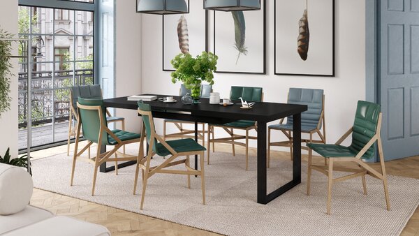 Mazzoni AVELLA Negru Mat - MASĂ LOFT PENTRU LIVING/SUFRAGERIE EXTENSIBILĂ până la 310 cm!