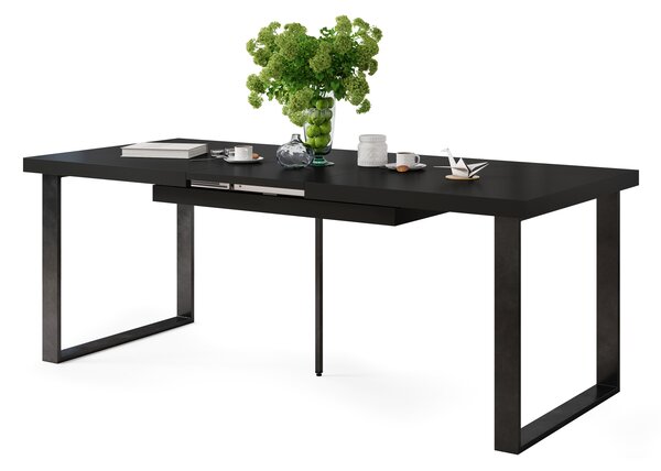 Mazzoni AVELLA Negru Mat - MASĂ LOFT PENTRU LIVING/SUFRAGERIE EXTENSIBILĂ până la 310 cm!