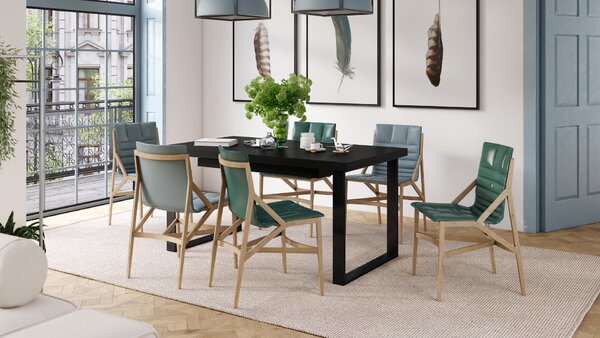 Mazzoni AVELLA Negru Mat - MASĂ LOFT PENTRU LIVING/SUFRAGERIE EXTENSIBILĂ până la 310 cm!