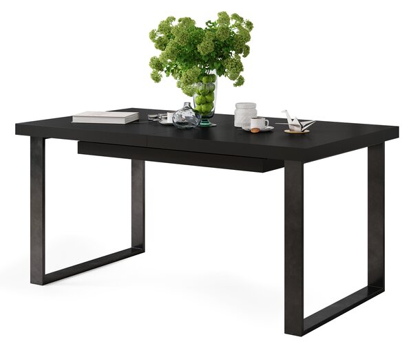 Mazzoni AVELLA Negru Mat - MASĂ LOFT PENTRU LIVING/SUFRAGERIE EXTENSIBILĂ până la 310 cm!