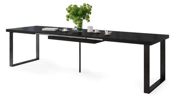 Mazzoni AVELLA Negru Mat - MASĂ LOFT PENTRU LIVING/SUFRAGERIE EXTENSIBILĂ până la 310 cm!