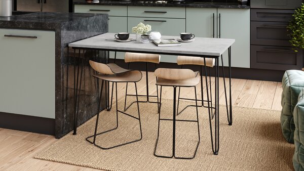 Mazzoni HAIRPIN S-120 Beton Deschis Atelier - MASĂ LOFT PENTRU BUCĂTĂRIA SUFRAGERIE LIVING