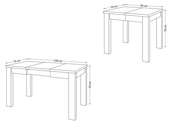 Mazzoni FONTE Beton Deschis Atelier / Alb Mat - MASĂ CLASICĂ DE BUCĂTĂRIE/LIVING EXTENSIBILĂ PÂNĂ LA 130 sau 155 cm!